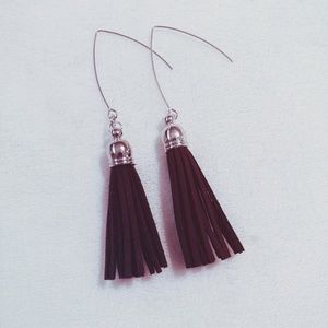 🆕 Brown Suede Tassel Silver Tone Earwire Earrings